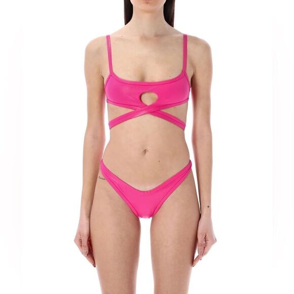 Attico The Attico NWT Cut Out Detailed Stretched Bikini Set in Fuchsia Sz M $350 - Picture 3 of 12
